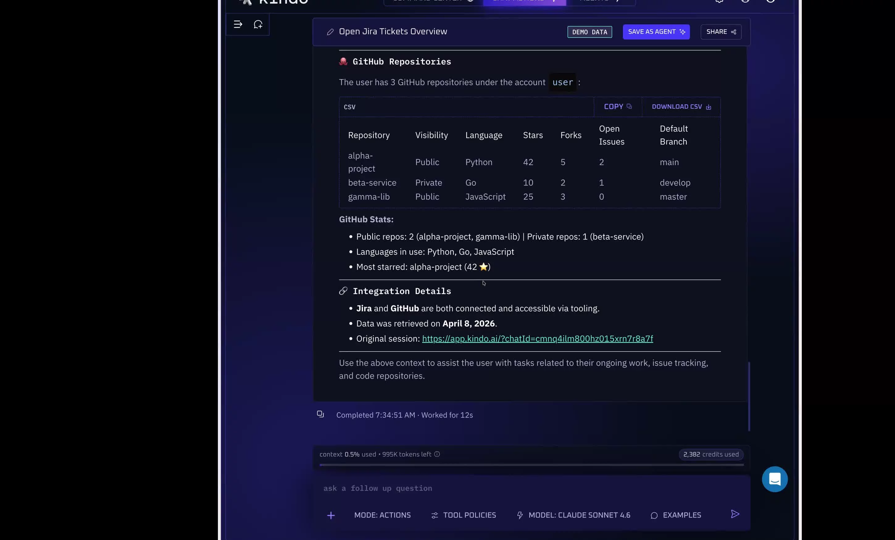 Workflow Agent configuration with name, steps, instructions, knowledge store, and Do It For Me fields